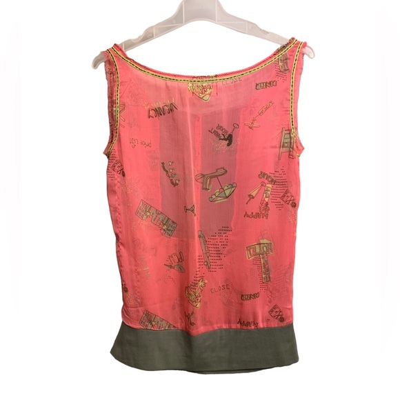 HABIT Pink & Green Sleeveless Gauze Tank - Picture 2 of 2